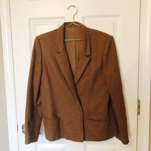 Vintage Camel Brown Wool Blazer Jacket - 12